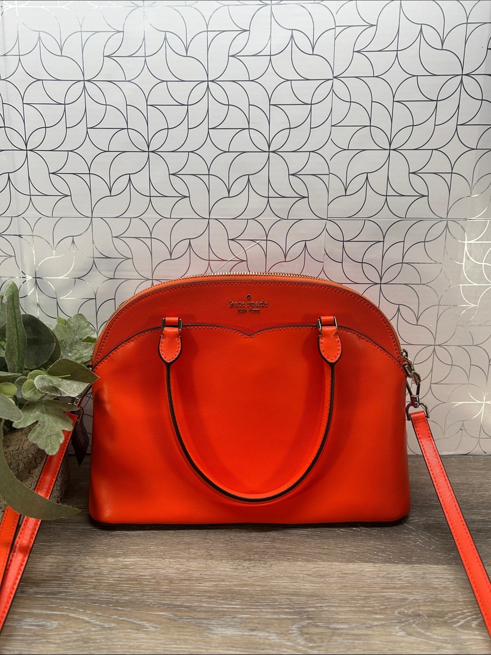 kate spade Orange Saffiano Leather Dome Crossbody Satchel